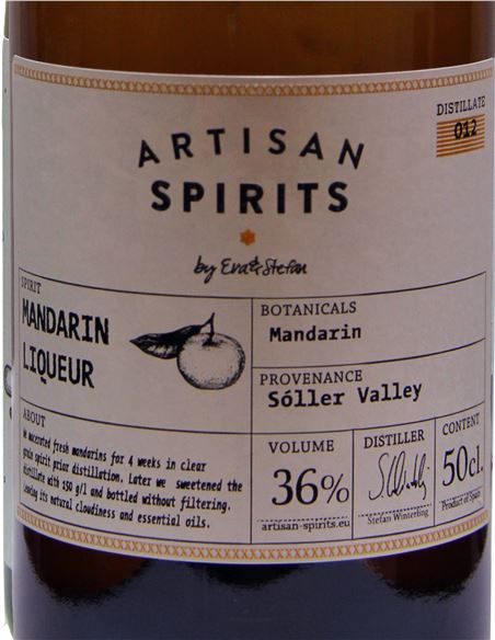 Artisan Spirits Licor de Limón 36º (50 cl.) - Artinas_Espirits_Mandarina_VinsNoe_Etiqueta